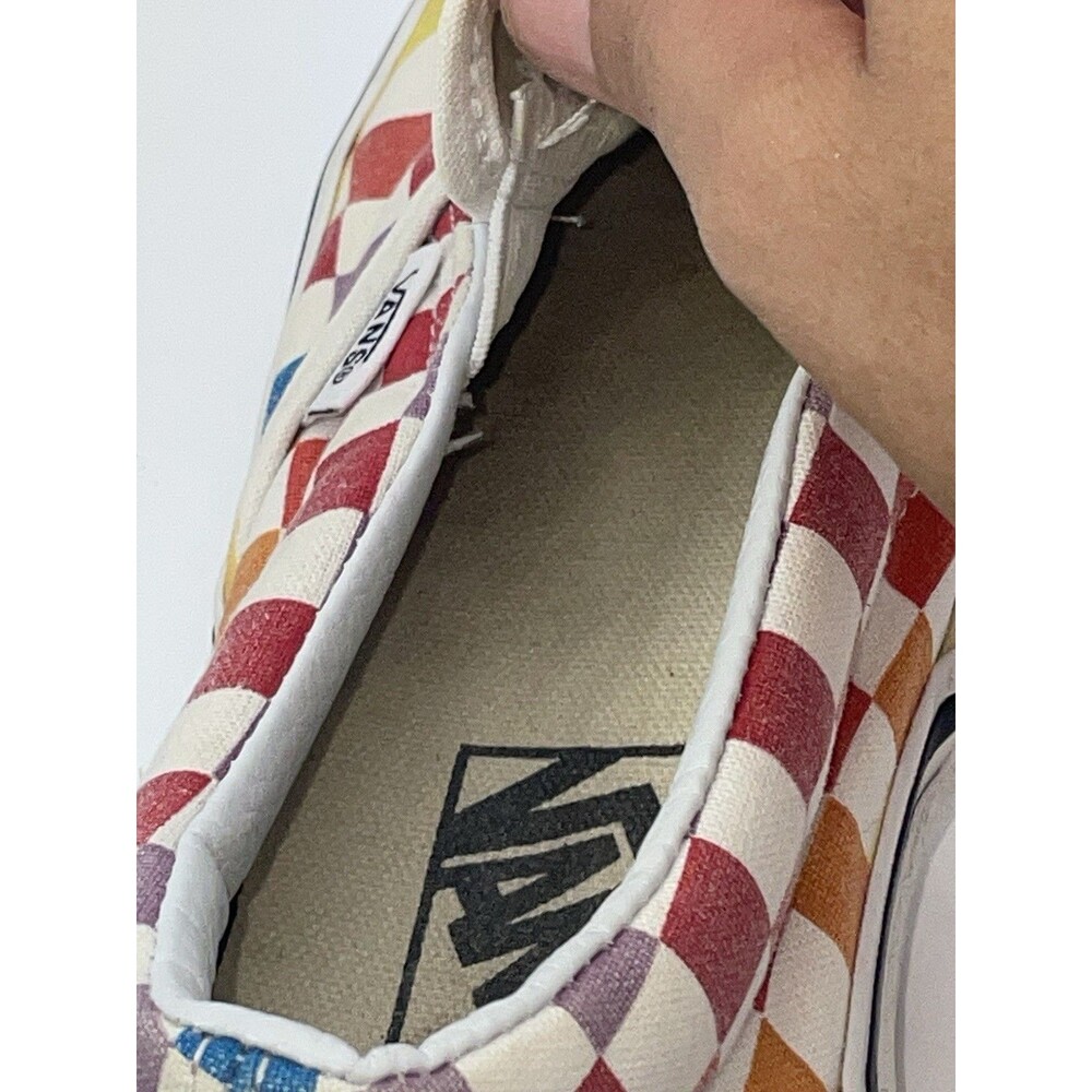 Vans Classic Slip-On Rainbow Checkerboard Canvas Shoes Women’s 7 Men’s 5.5 - Picture 6 of 8